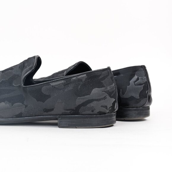 Jimmy Choo Black Camouflage Textile Loafers, Size 12.5 - Picture 8 of 10